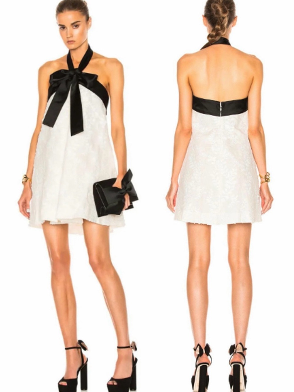 Zimmermann Black and White Halter Bow Mini Dress